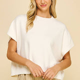 DROPPED SHOULDER SWEATER TOP IVORY / L