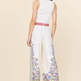 Border Print Wide Leg Pants: Yellow Multi / S