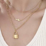 18K STAINLESS STEEL TARNISH FREE LAYERED NECKLACE | 40NK371: Gold