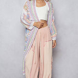 Long Sleeve Crochet Various Colors Cardigan: MULTI / Os