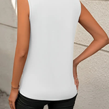 Sleeveless Knit Tank Top Women Loose Fit Solid Color: Black / 65%RAYON 35%POLYESTER / L