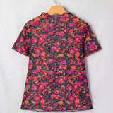 Spring Western Retro Floral Printed Mock Neck Mesh Top (S-4X: Multi-Colored / L