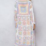 Long Sleeve Crochet Various Colors Cardigan: WHITE MULTI / Os