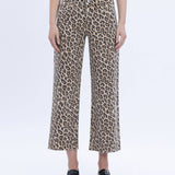 HIGH RISE ANIMAL PRINT CROP WIDE LEG JEANS T5894LPD: ANIMAL PRINT / 28