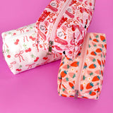 STRAWBERRY WESTERN BOW MAKEUP COSMETIC POUCH BAG | 40P544: RED STRAWBERRY
