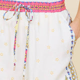 Border Print Wide Leg Pants: Yellow Multi / S