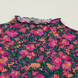 Spring Western Retro Floral Printed Mock Neck Mesh Top (S-4X: Multi-Colored / M