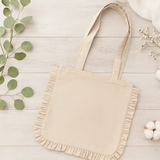 Canvas Ruffle Tote | Canvas Tote Bag | Unbranded Canvas Tote