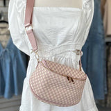 Birdie Saddle Checkered Crossbody Bag: Blue Checkered