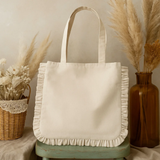 Canvas Ruffle Tote | Canvas Tote Bag | Unbranded Canvas Tote