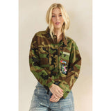 Camo Sequins Contrast Jacket: Camo Floral / L