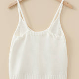 3D Floral Spaghetti Straps Sweater Vest (S-XL): White / Missy / L