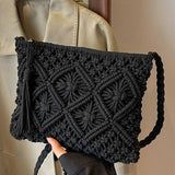 ',,,, SI-26259 Woven Bohemian Tassel Crochet Shoulder Bag: ASH MOCHA-167828 / OS