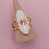 18K STAINLESS STEEL TARNISH FREE FLORAL RINGS | 40R104: HEART APRICOT