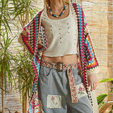 Long Sleeve Crochet Various Colors Cardigan: WHITE MULTI / Os
