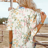 Fashion Crochet Boho Half & Long Sleeve Floral Blouse(S-4X): As shown / Missy / L