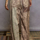 Drawstring Floral Patch Denim Pants