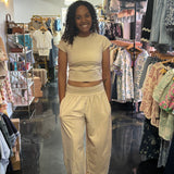Mineral Washed Solid Cropped T Shirt