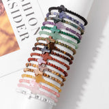 Natural Stone Cross Charm Bracelet