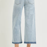 Risen High Rise Crop Wide Leg Cube Print Jean