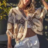 Oversized Paisley Crochet Knit Cardigan