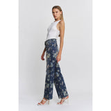 HIGH RISE WIDE LEG EMBELLISHMENT: FLORAL BLUE / 25