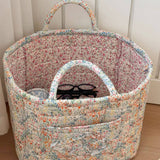 Boho Organizer Tote Floral Quilted Storage Basket