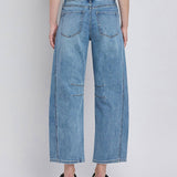 HIGH RISE DART STRUCTURED FIT BARREL LEG JEANS T6514: TINGLE / 24