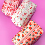 STRAWBERRY WESTERN BOW MAKEUP COSMETIC POUCH BAG | 40P544: RED STRAWBERRY