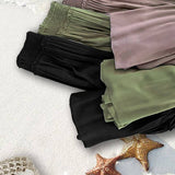 Maxi Tiered  Wide Leg Beach Palazzo Pants VP73052: Mocha / L