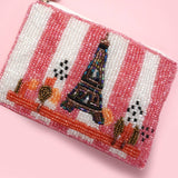 LONDON BUS FLOWER PARIS SEED BEAD COIN POUCH | 91CP1070: LONDON BUS 1070