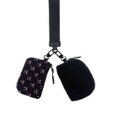 ,,,.0810 Dual Pouch Wristlet Keychain Wallet SI-26443: BLACK/BLACK LEOPARD-170269 / OS