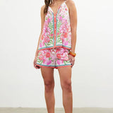 Sleeveless Border Print Top: Sweet Pea / XS