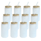 16oz Sublimation Glass Tumbler with Bamboo Lid, set of 24