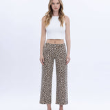HIGH RISE ANIMAL PRINT CROP WIDE LEG JEANS T5894LPD: ANIMAL PRINT / 25