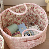 Boho Organizer Tote Floral Quilted Storage Basket