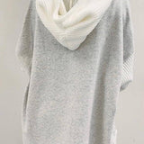 Contrast Button Down Hooded Sweatshirt Jacket