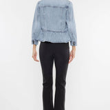 OPEN PACK CLASSIC FIT PEPLUM DENIM JACKET-KC7369L: LIGHT / XL