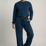 Essential Cropped Top and Seam Detail Patch Pocket Pants Set