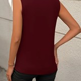 Sleeveless Knit Tank Top Women Loose Fit Solid Color: Black / 65%RAYON 35%POLYESTER / 2XL