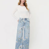 SUPER HIGH RISE FLORAL EXTREME VINTAGE FLARE JEANS T7443FRL: FLORAL PRINT / 27
