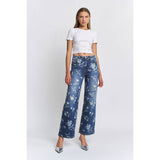 HIGH RISE WIDE LEG EMBELLISHMENT: RICH BLUE / 24