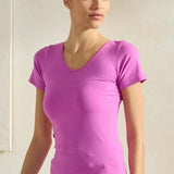 Seamless Reversible V-Neck Short Sleeve Top