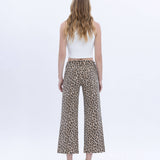 HIGH RISE ANIMAL PRINT CROP WIDE LEG JEANS T5894LPD: ANIMAL PRINT / 27