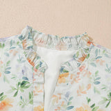 Beige Floral Print Shirred High Waist Puff Beige M