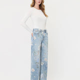 SUPER HIGH RISE FLORAL EXTREME VINTAGE FLARE JEANS