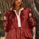 Solid Airflow Peplum Blouse : Denim Blue / L