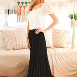 Maxi Tiered  Wide Leg Beach Palazzo Pants VP73052: Mocha / L