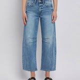 HIGH RISE DART STRUCTURED FIT BARREL LEG JEANS T6514: TINGLE / 24