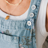 Floral Print Denim Shortalls